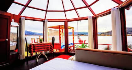 Floating lodge on lake titikaka