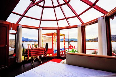 Floating lodge on lake titikaka
