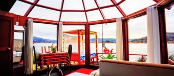 Floating lodge on lake titikaka