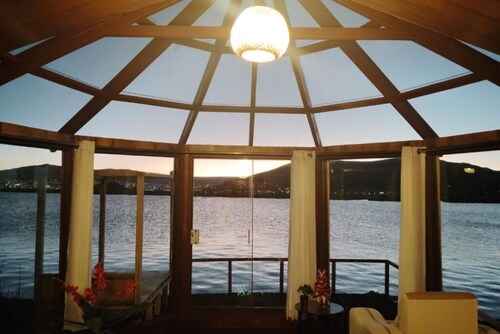 Floating lodge on lake titikaka