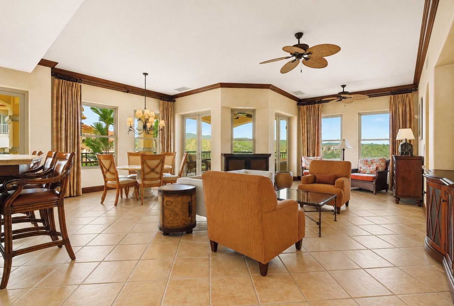 Living room and dining area
