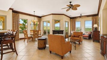 Living room and dining area