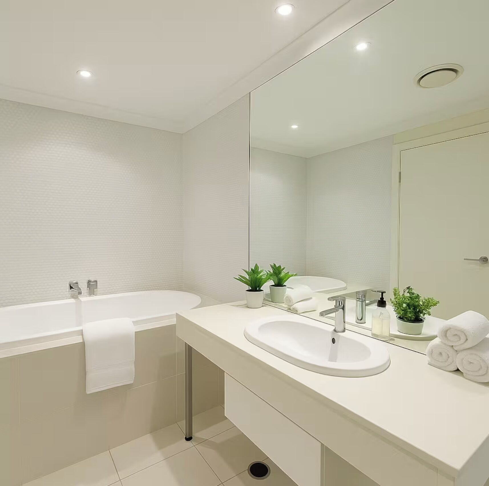 Hair dryer, towels, toilet paper