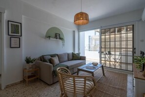 Apartment, 1 Double Bed with Sofa bed, Kitchen, City View | Living area | Smart TV, Netflix, streaming services - Blossom 1-BR Apt. & Balcony in Larnaca (Larnaca)