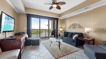 Signature Condo, 2 Bedrooms, Balcony, Harbor View | Living room | 45-inch Smart TV with cable channels