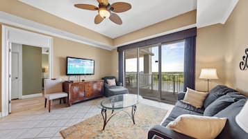 Signature Condo, 2 Bedrooms, Balcony, Harbor View | Living room | 45-inch Smart TV with cable channels