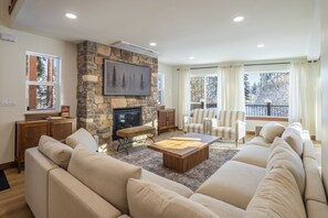 Smart TV, fireplace, video games, books