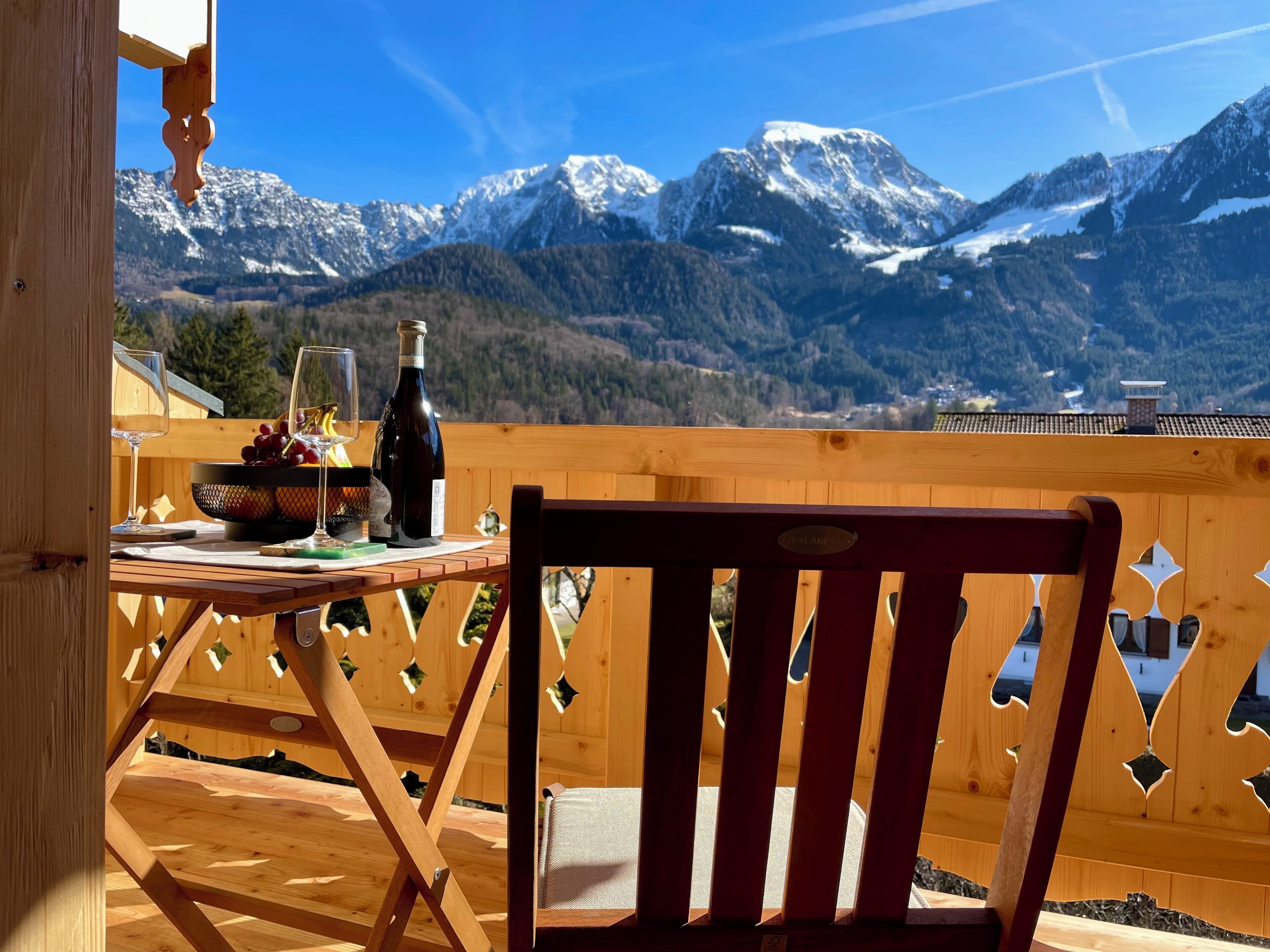 Ferienwohnung Kehlsteinblick, 1-2 Personen, 87 qm, separates Schlafzimmer, Küche, Wohnzimmer, Du/WC, Balkon-Blick zum Hohen Göll