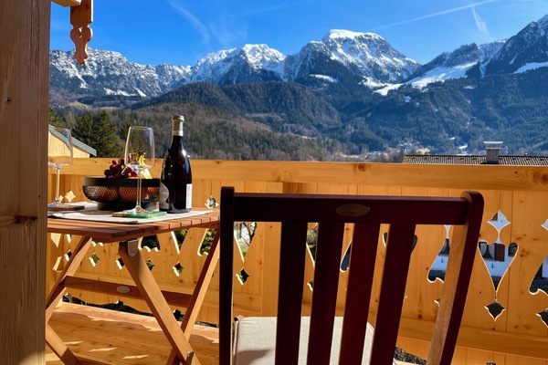 Ferienwohnung Kehlsteinblick, 1-2 Personen, 87 qm, separates Schlafzimmer, Küche, Wohnzimmer, Du/WC, Balkon-Blick zum Hohen Göll