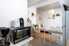 Studio, 1 Double Bed, Kitchenette, City View | Private kitchenette | Full-size fridge, microwave, stovetop, coffee/tea maker - Orchid Cozy Studio & Balcony in Larnaca (Larnaca)