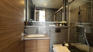 Deluxe Apartment, Balcony, Courtyard View | Bathroom | Shower, rainfall showerhead, free toiletries, hair dryer