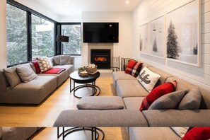 Televisión, chimenea y futbolito 