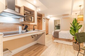1 bedroom, iron/ironing board, travel crib