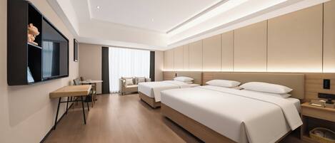 Family Twin Room, City View | Premium bedding, minibar, desk, blackout drapes