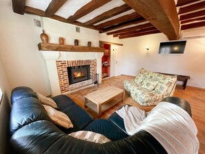 TV, fireplace - Cozy cottage with WIFI, parking, air conditioning in Touraine (Gizeux)