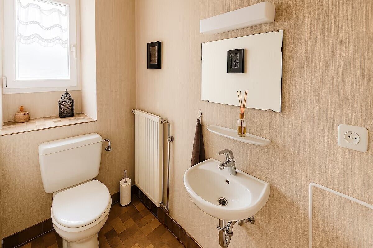 Sèche-cheveux, serviettes fournies, savon, papier toilette