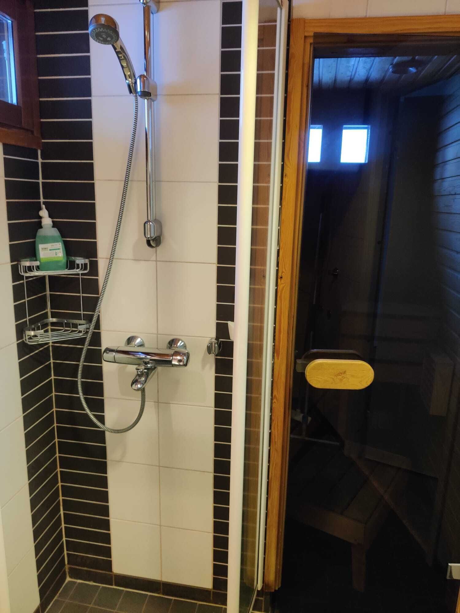 Een haardroger, handdoeken, zeep, toiletpapier