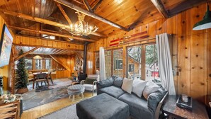 TV, fireplace - Hot Tub, Sauna & Cozy Tree Haus Escape (Idyllwild-Pine Cove)