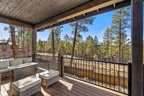 Terrace/patio - Family Flagstaff Retreat with Hot Tub, Arcade Games, Fenced Yard & Office (Flagstaff)