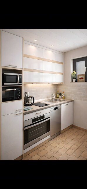 Kühlschrank, Mikrowelle, Ofen, Herdplatte