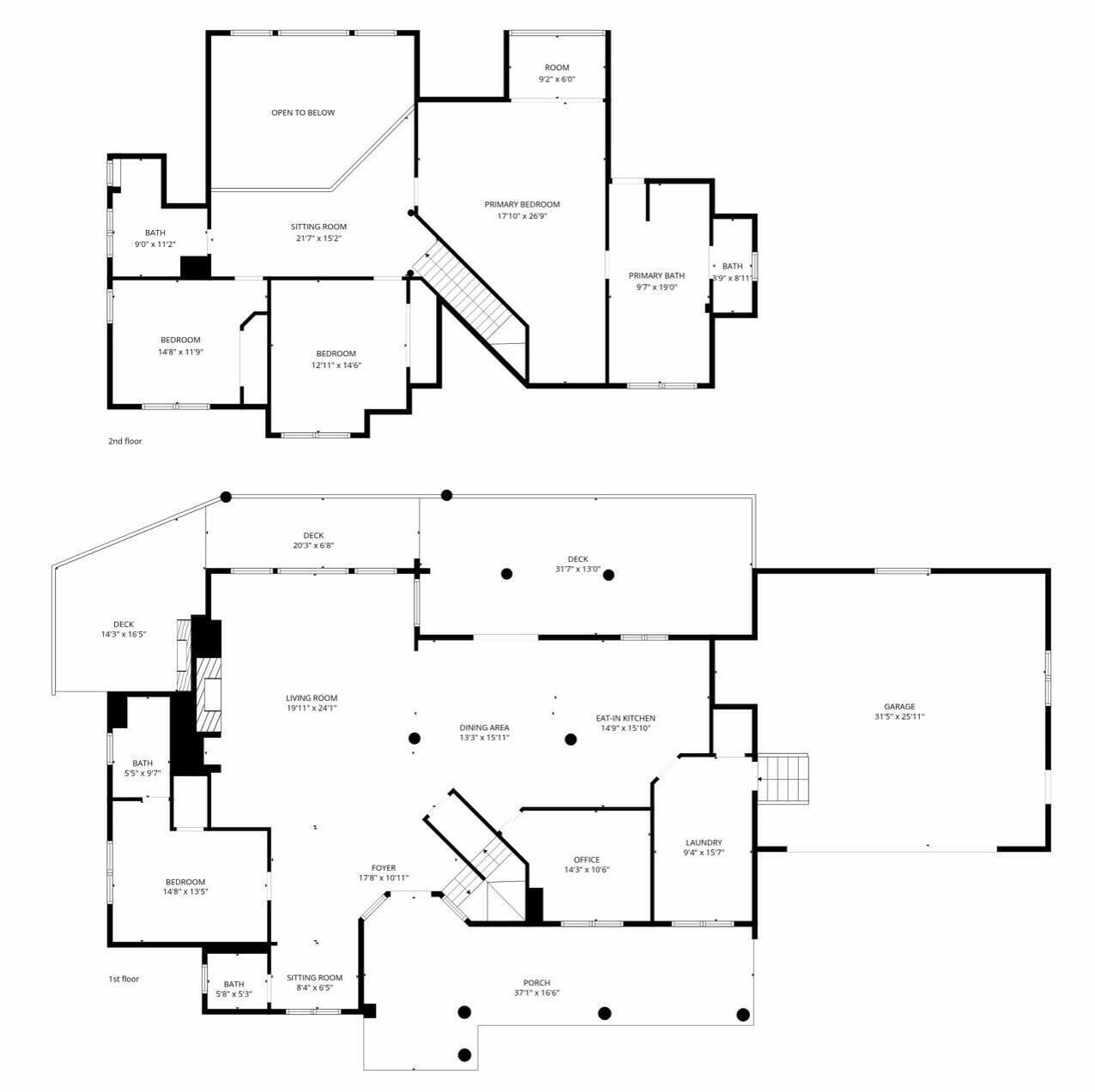 Plànol d'una casa de dos pisos, que inclou un dormitori principal, saló, terrassa, sala d'estar, menjador i garatge.