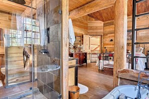 House (4 Bedrooms) | Interior - Woodsy Greer Log Cabin w/ Hot Tub & Mtn Views (Greer)