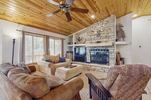 House (3 Bedrooms) | Interior - Fire Pit + Yard: Woodsy Retreat Near Woodland Lake (Pinetop)