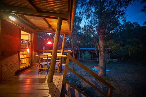 CABIN IN THE FOREST OF THE URUGUAYAN COAST