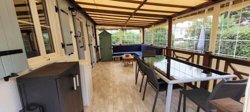 Chalet in private residential park with WIFI, heated indoor swimming pool