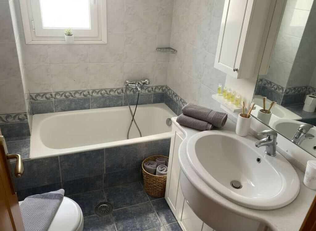 Secador de pelo, toallas, jabón y papel higiénico