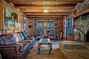 TV, fireplace, offices - Luxury LogCabin Near Biltmore & Downtown Asheville (Asheville)
