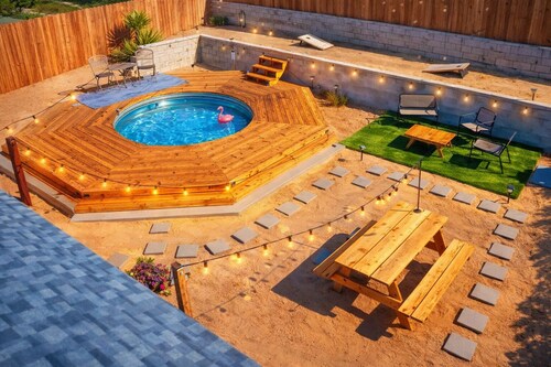 Chic Modern Retreat with Cowboy Pool, Stargazing Deck, Record Player, & More