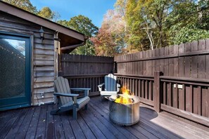 Terrace/patio - Farm Suite, King bed, firepit, BBQ grill, animals! (Asheville)