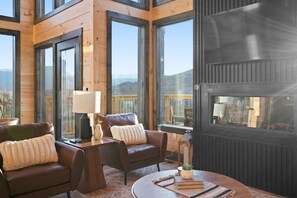 Smart TV y chimenea 
