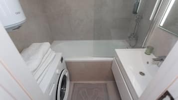 Hair dryer, soap, toilet paper