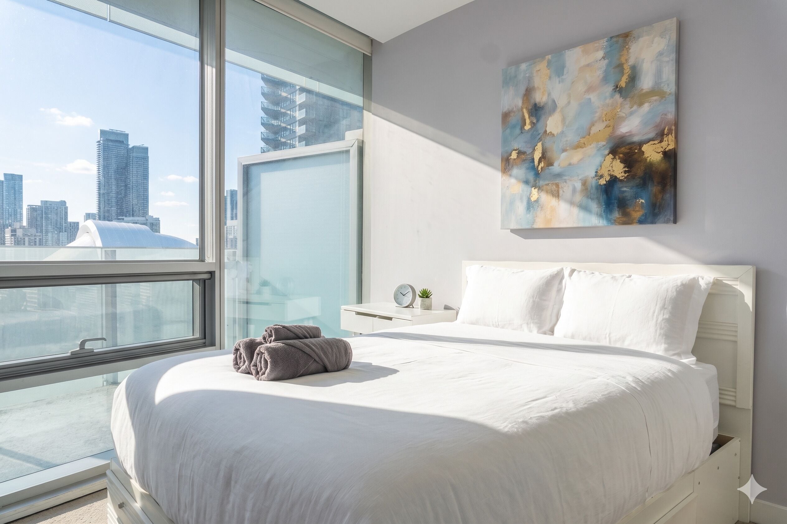 Superior driepersoonskamer, terras | Luxe beddengoed, een kluis op de kamer, een bureau, een laptopwerkplek