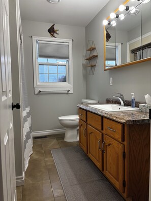 Haartrockner, Handtücher, Seife, Toilettenpapier