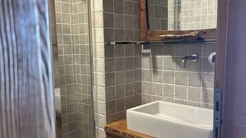 Shower, towels, toilet paper