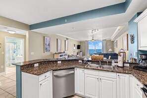 Fridge, microwave, oven, stovetop - Beachfront 20th Floor • Ocean View 2BR/2BA Condo • Sleeps up to 8 (Panama City Beach)