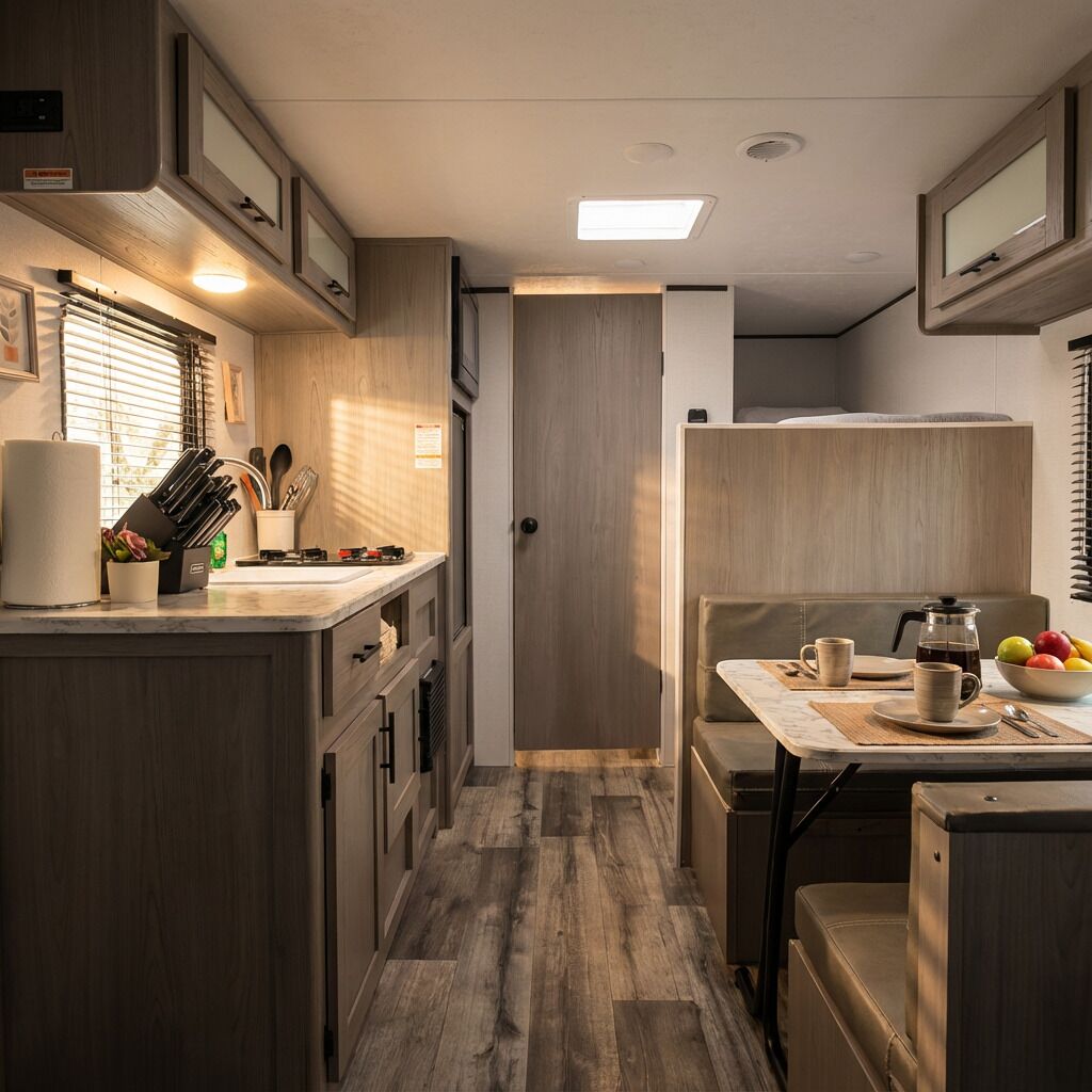 Réfrigérateur, micro-ondes, four, plaque de cuisson