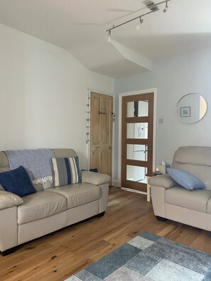 TV, fireplace, books