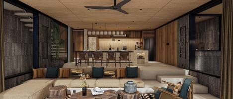 Villa de lujo, 3 habitaciones, vista a la alberca | Área de sala de estar