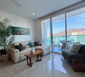 Living area - Beachfront apartment - Resort style (Santa Marta)