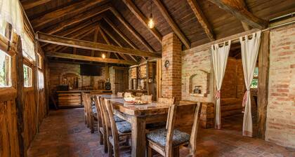 Forest house with jacuzzi, sauna, pool, barbecue, and kidsâ playground