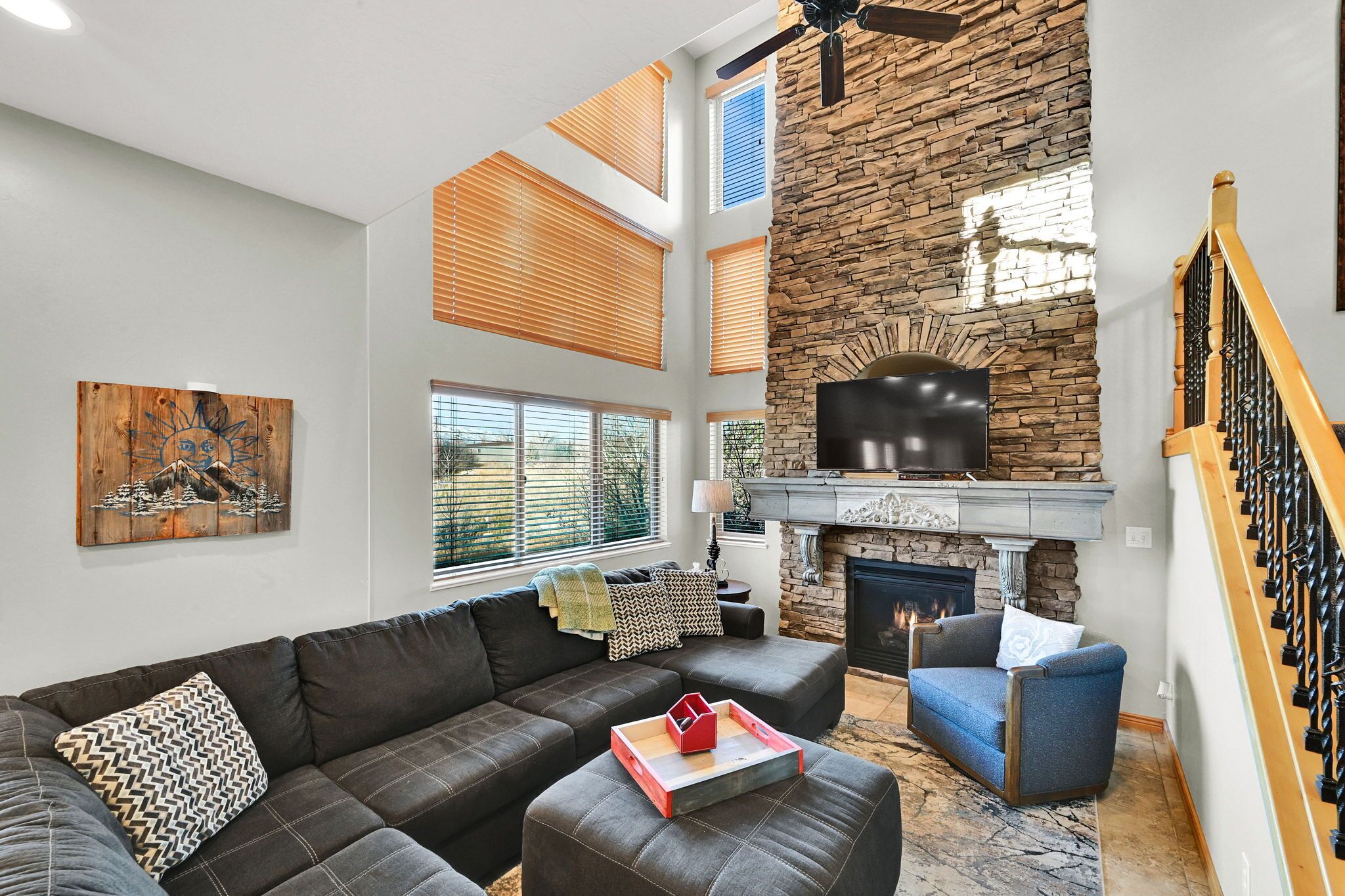 TV, fireplace, video games