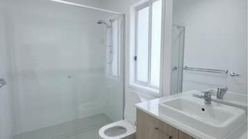 Hair dryer, towels, toilet paper