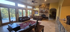Interior - Private oasis with pool, outdoor bar, horses, river access & pyramid. (Sanger)
