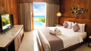 Habitación doble superior, 1 cama de matrimonio, balcón, vistas al mar | Caja fuerte, escritorio, wifi gratis y ropa de cama