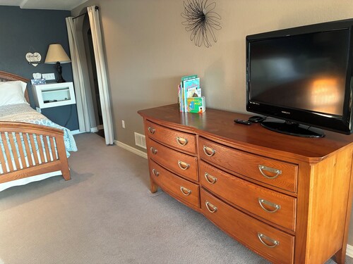 Family farm stay in a walkout basement