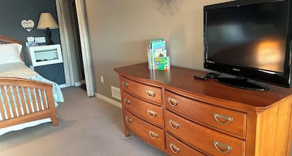 Family farm stay in a walkout basement
